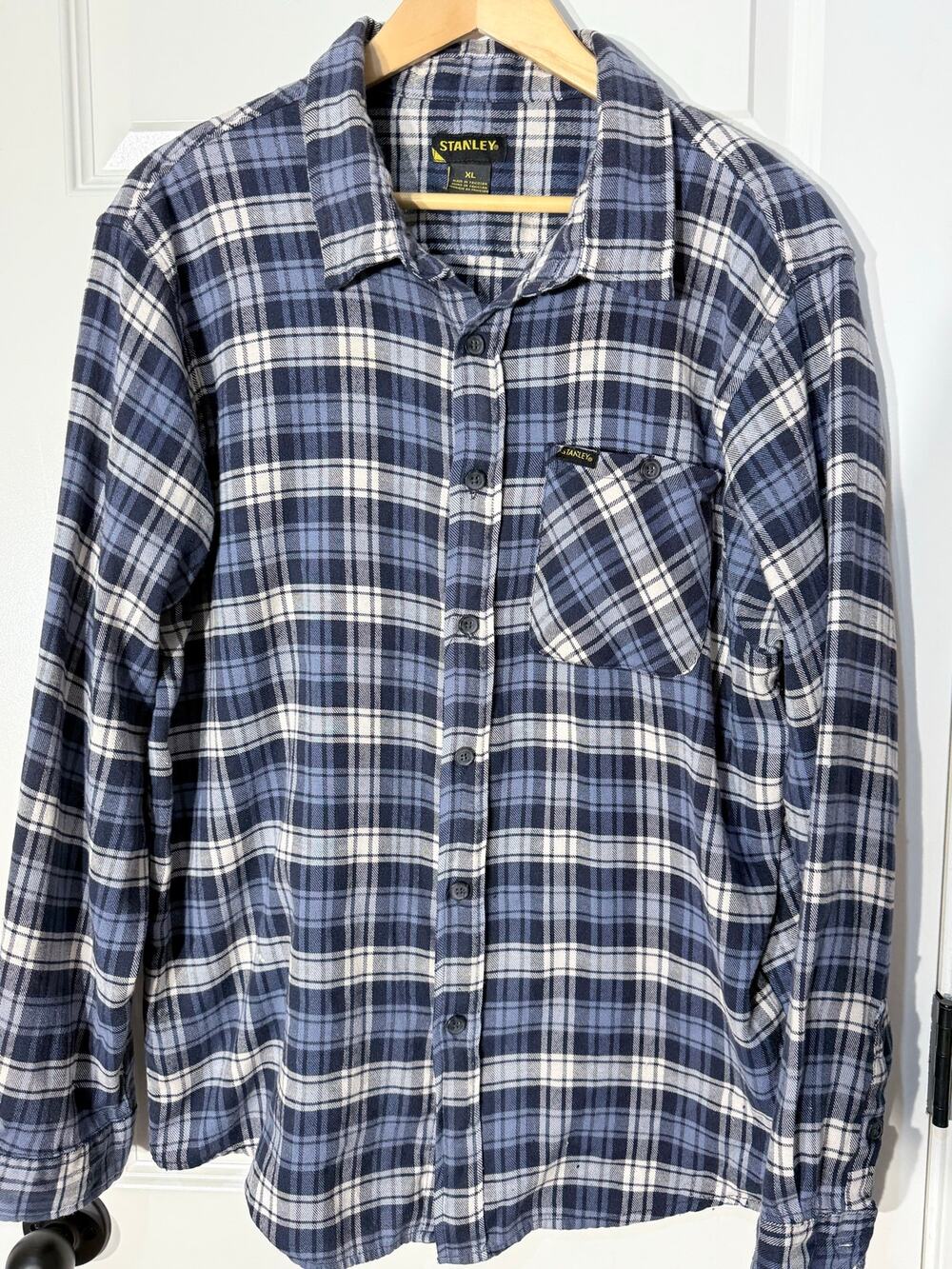 Stanley Blue and White Plaid Flannel, Men's Size XL